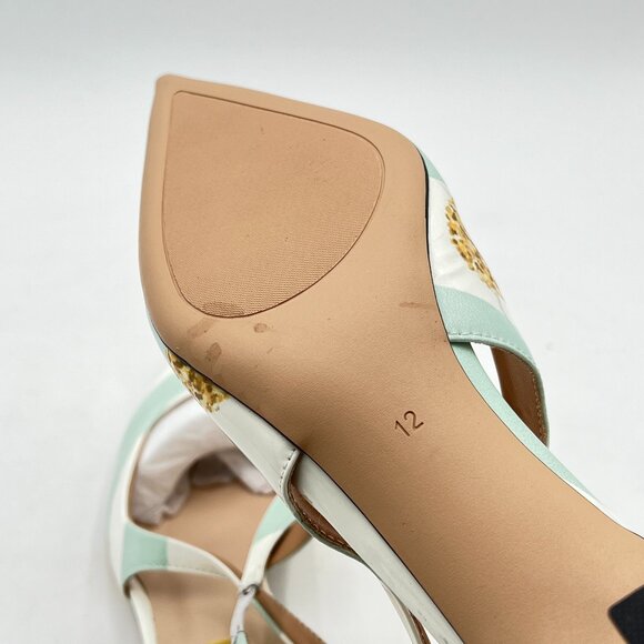FSJ Mint Green Striped Kitten Heel Slingback Sandal Pointy Toe Sexy Pumps - Picture 6 of 8